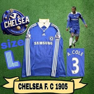 Adidas Chelsea FC Ashley Cole #3 2008/2009 Home Blue Long Sleeve Jersey EPL Patc